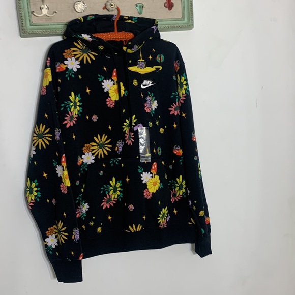 Nike sportswear black AOP outer space psychedelic mushroom sweatshirt large new - Picture 4 of 12